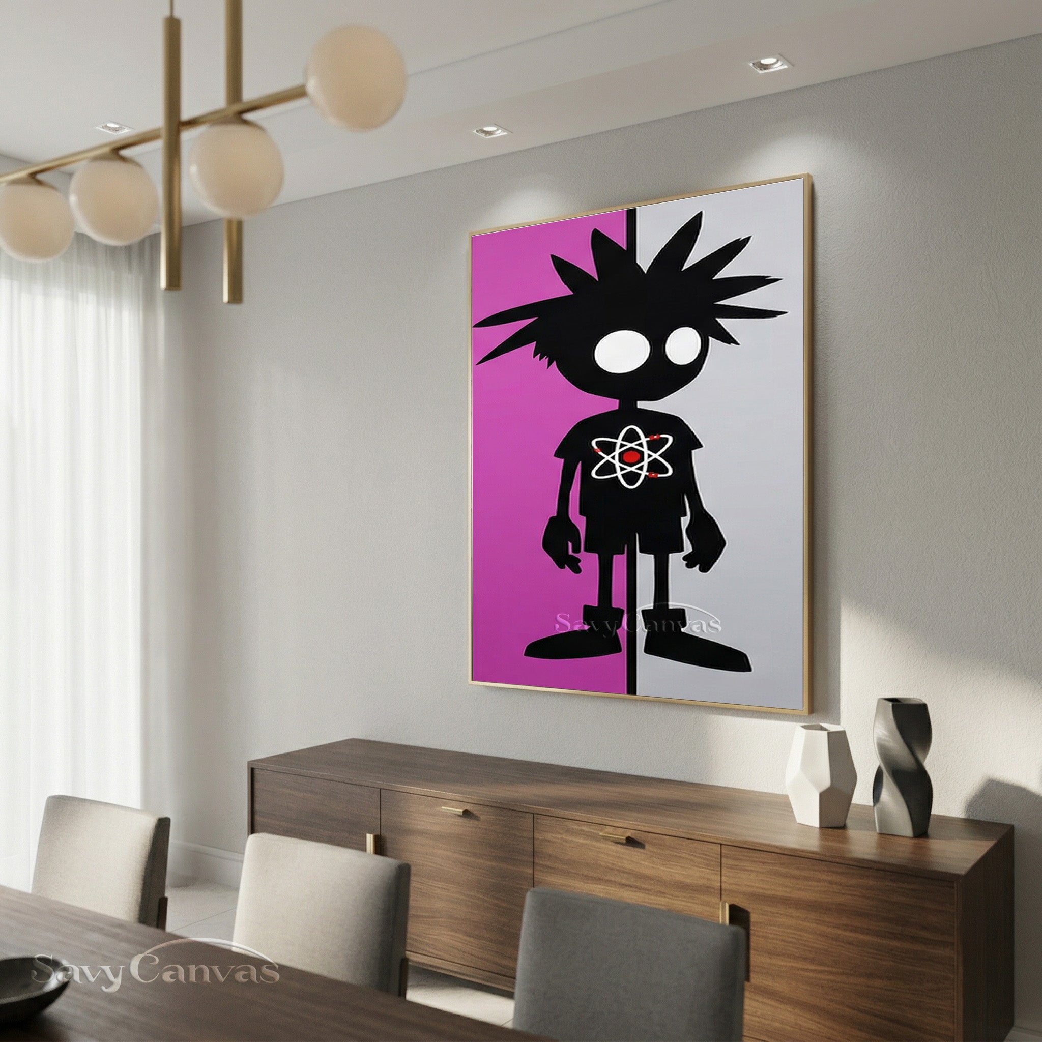 Modern Cartoon Silhouette Canvas Art - Atom Boy Pop Art Decor #SS 096