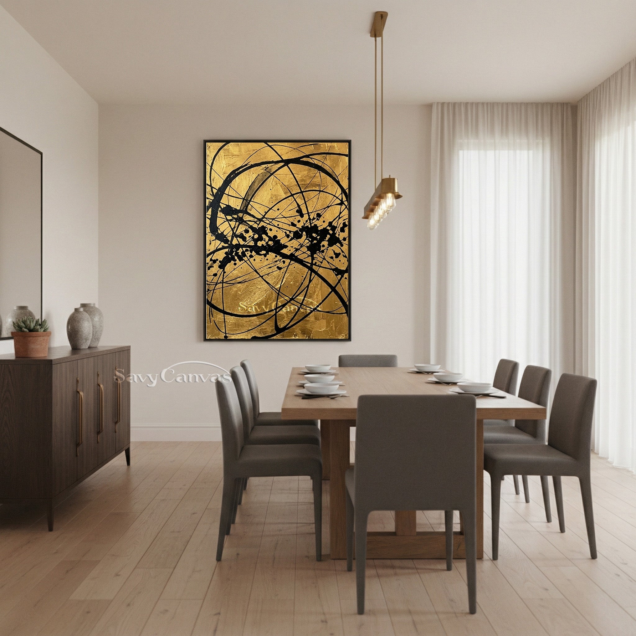 Bold Gold and Black Abstract Wall Art | Luxury Modern Decor #AA 523