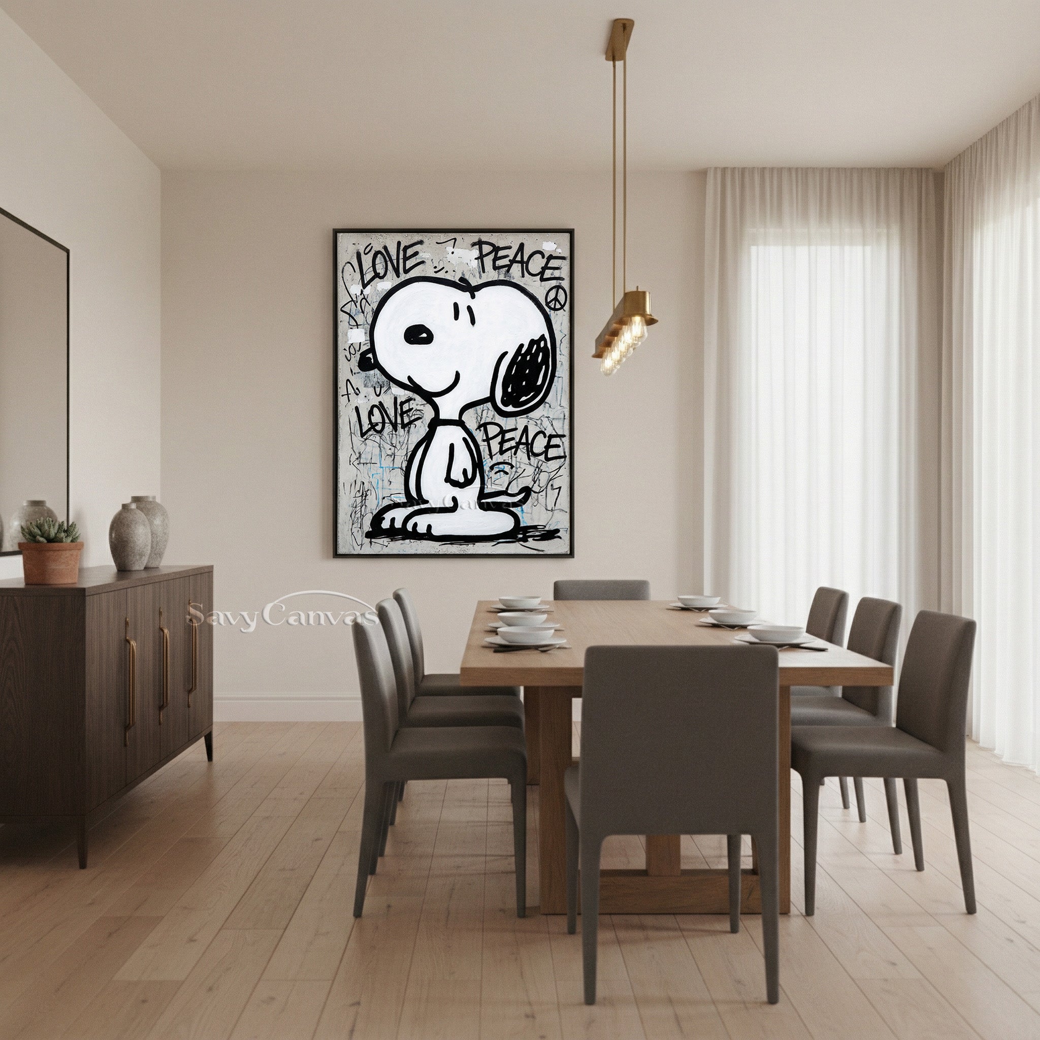 Abstract Graffiti Snoopy Canvas Painting - Urban Style Wall Art #SS 060