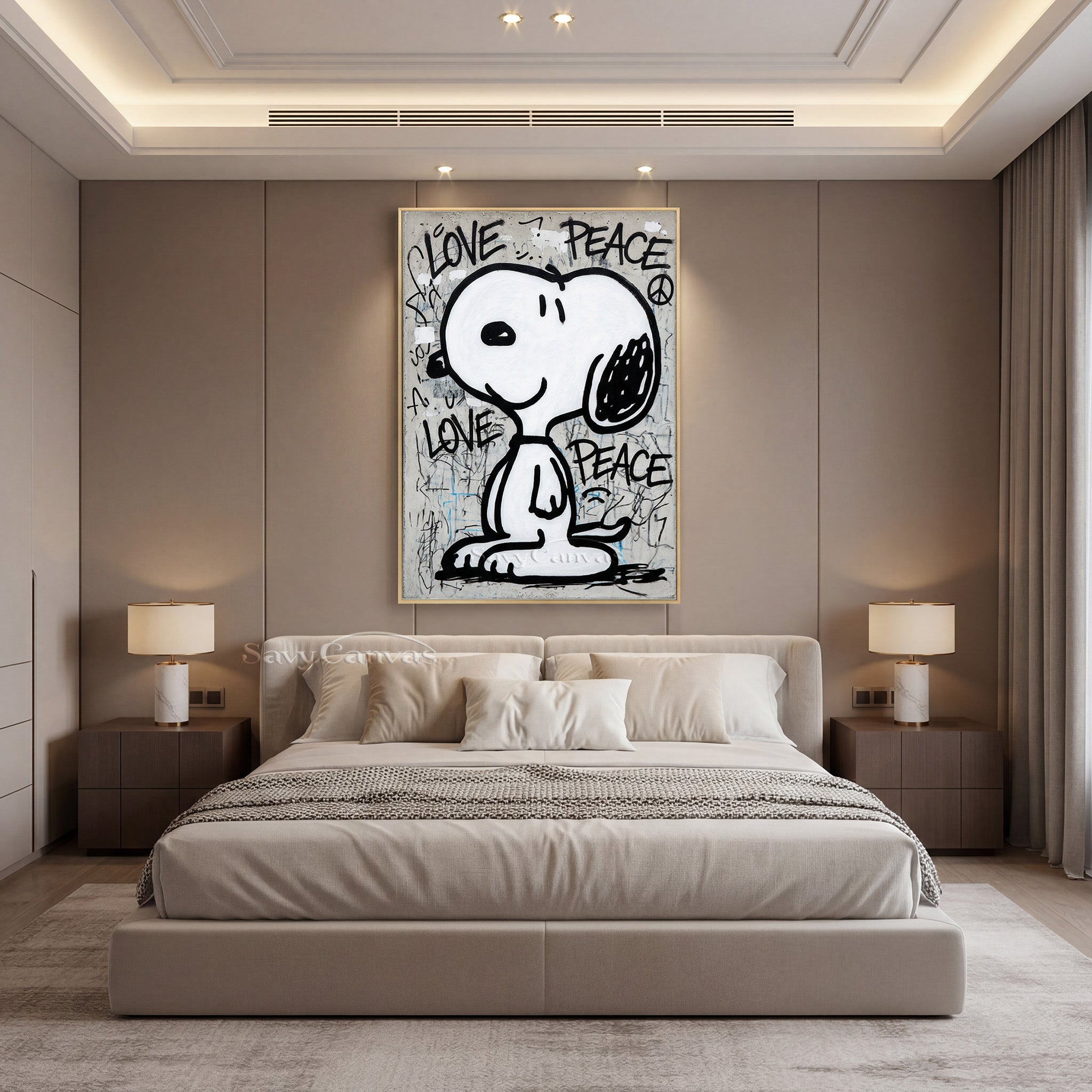 Abstract Graffiti Snoopy Canvas Painting - Urban Style Wall Art #SS 060