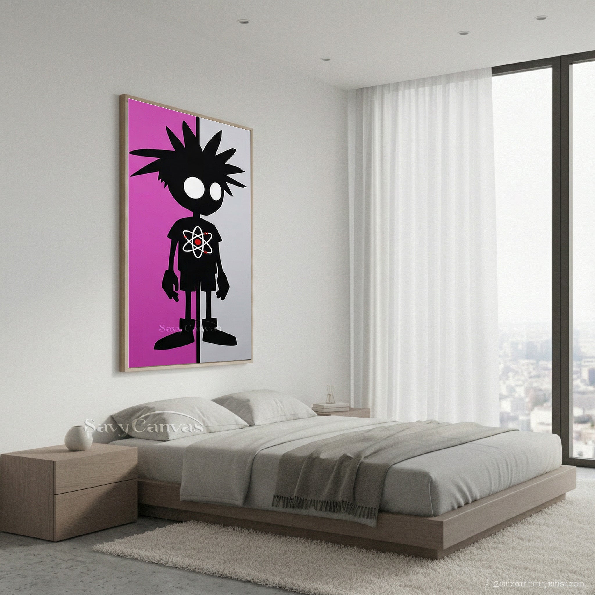 Modern Cartoon Silhouette Canvas Art - Atom Boy Pop Art Decor #SS 096
