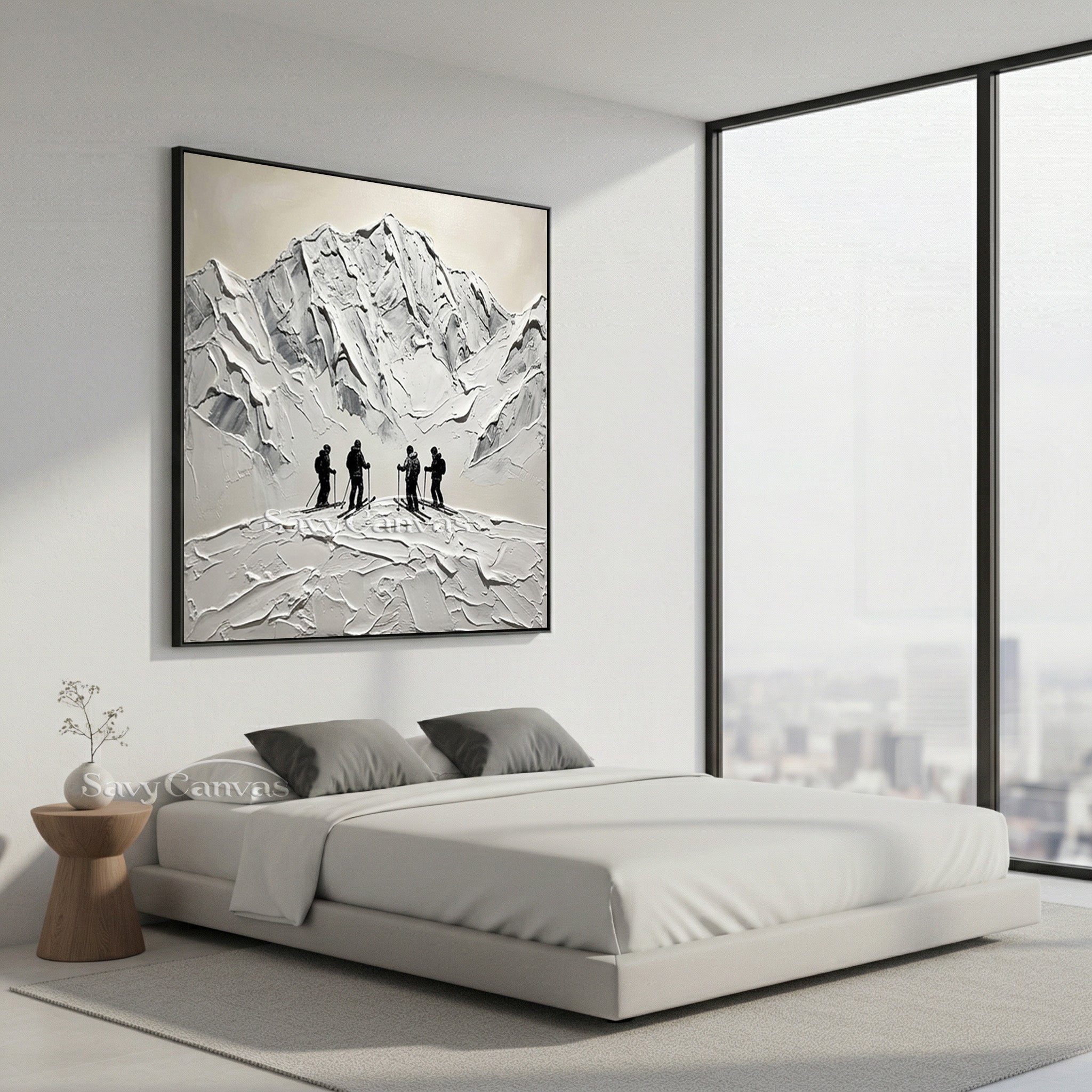 3D Textured Mountain Painting | Palette Knife Ski Art #AA 516