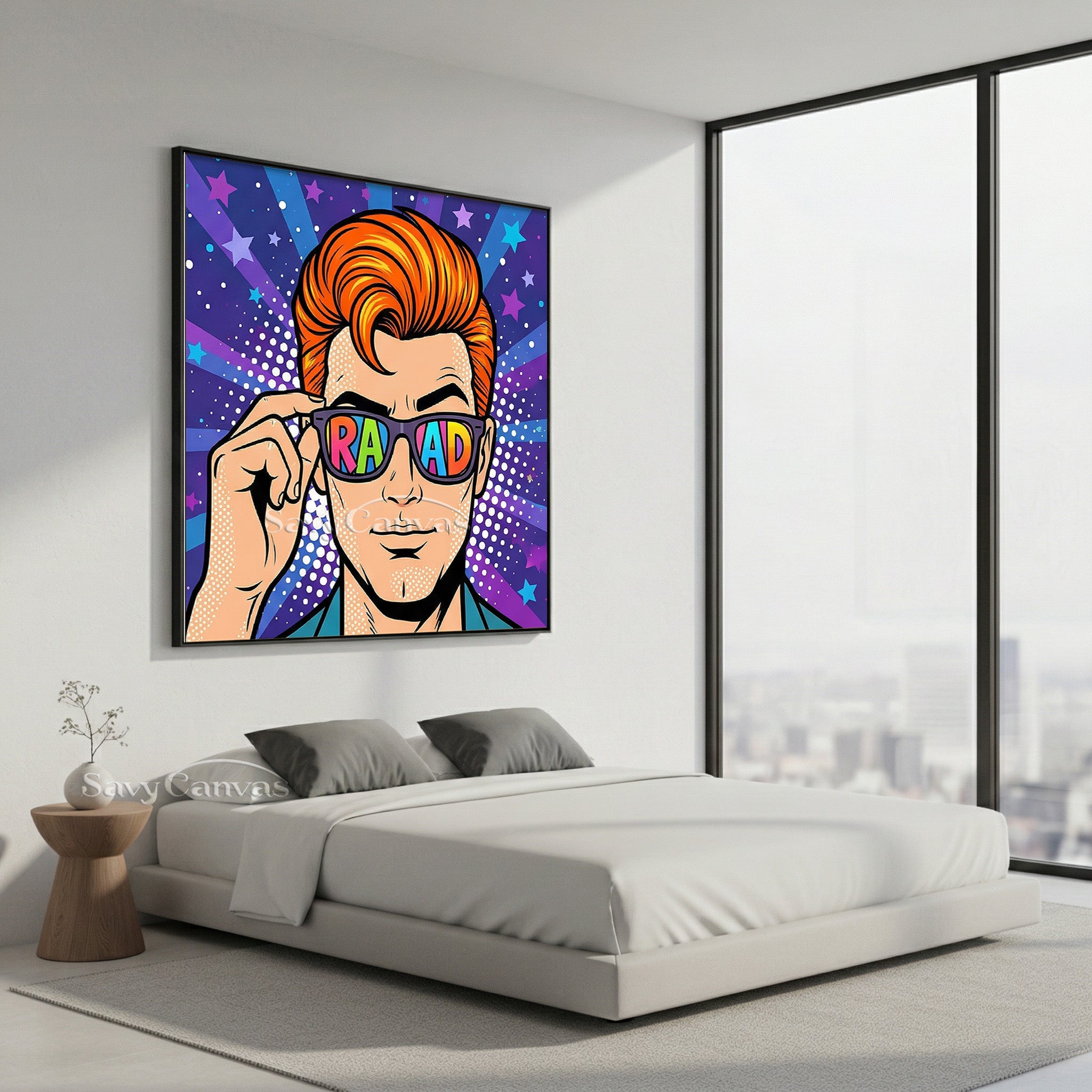 Modern Pop Culture Wall Art - Vibrant Hand-Painted Man with Glasses #SS 048