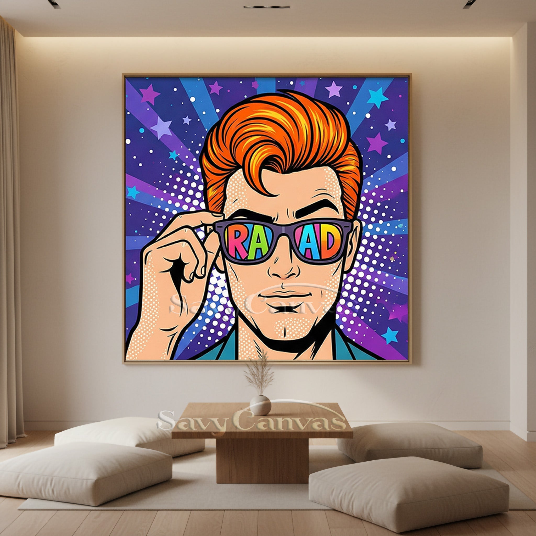 Modern Pop Culture Wall Art - Vibrant Hand-Painted Man with Glasses #SS 048