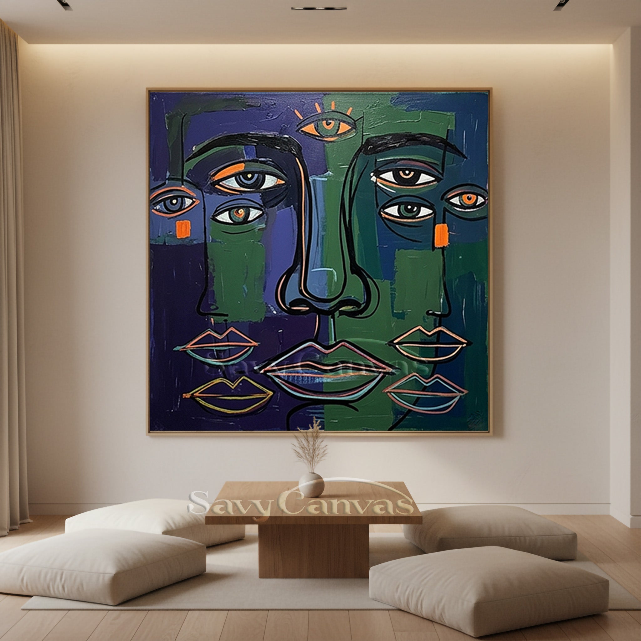 Modern Abstract Faces Oil Painting | Cubist Wall Art #SS 100