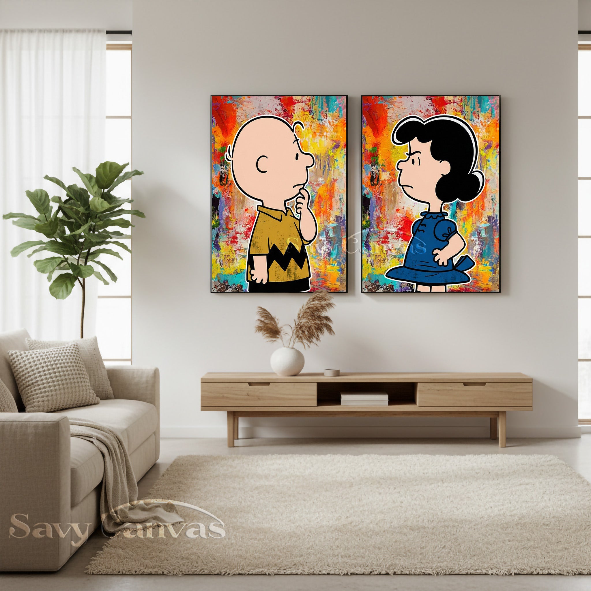 Charlie Brown & Lucy Pop Art Canvas Set #SS 056