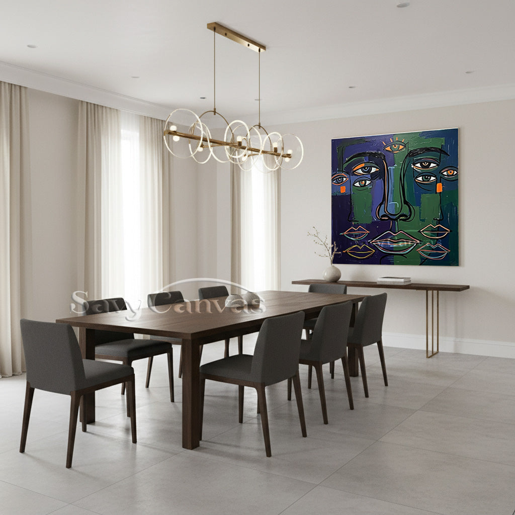 Modern Abstract Faces Oil Painting | Cubist Wall Art #SS 100