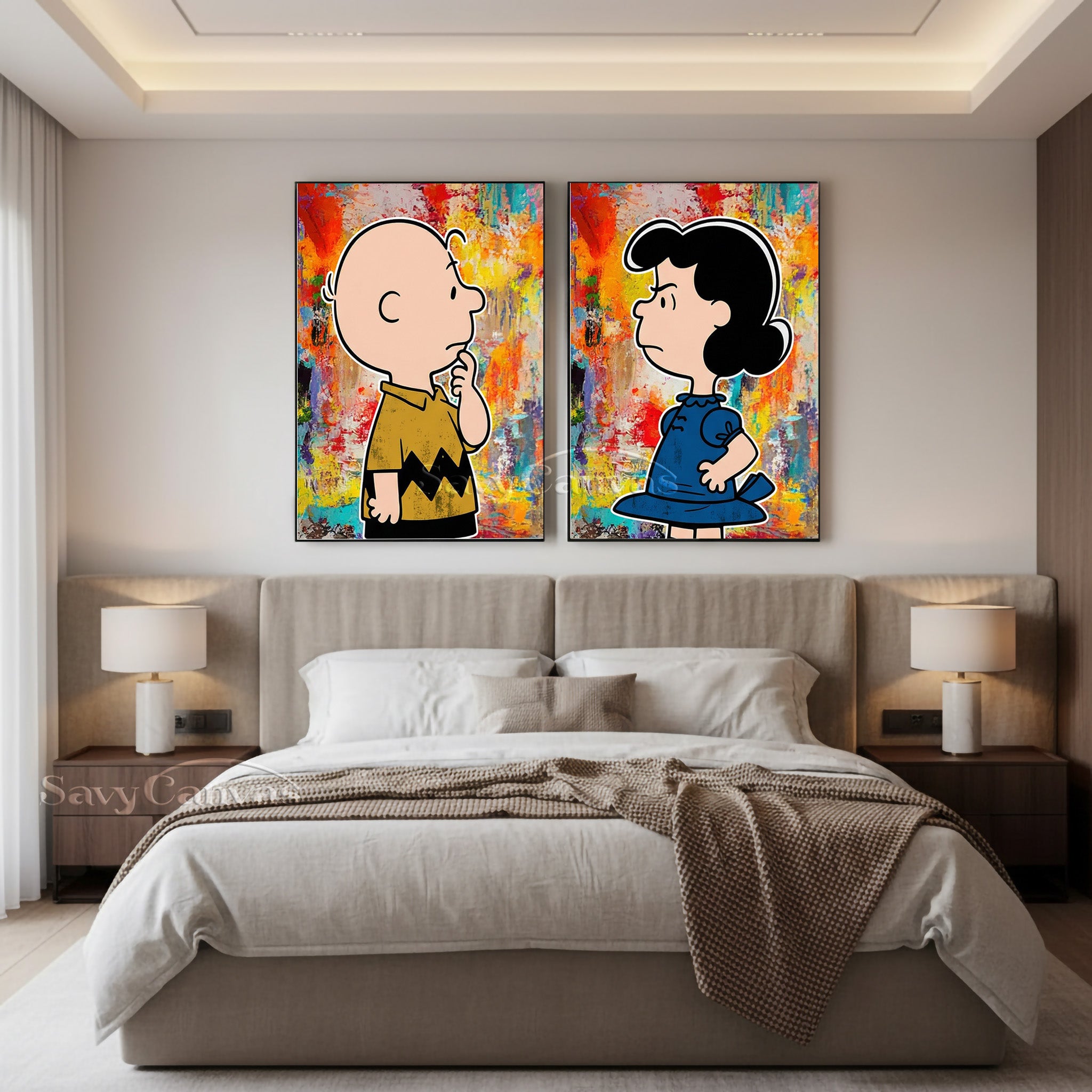 Charlie Brown & Lucy Pop Art Canvas Set #SS 056