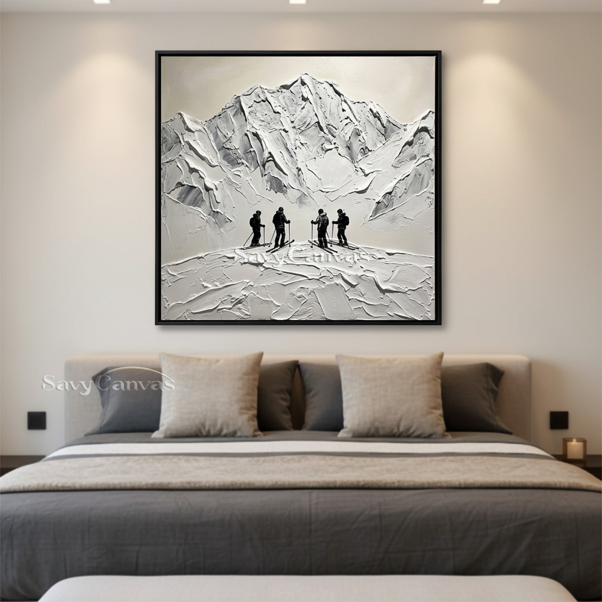 3D Textured Mountain Painting | Palette Knife Ski Art #AA 516