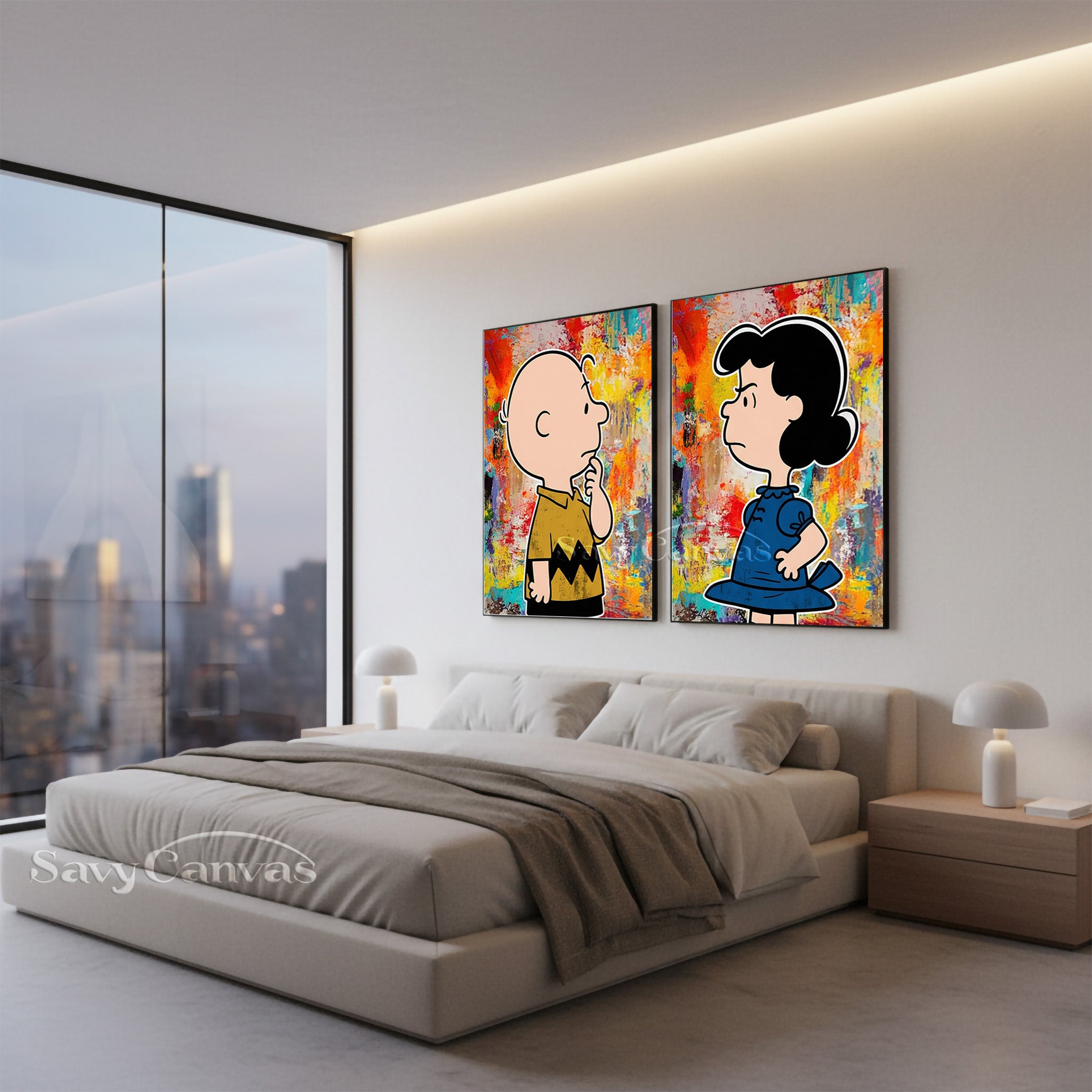 Charlie Brown & Lucy Pop Art Canvas Set #SS 056