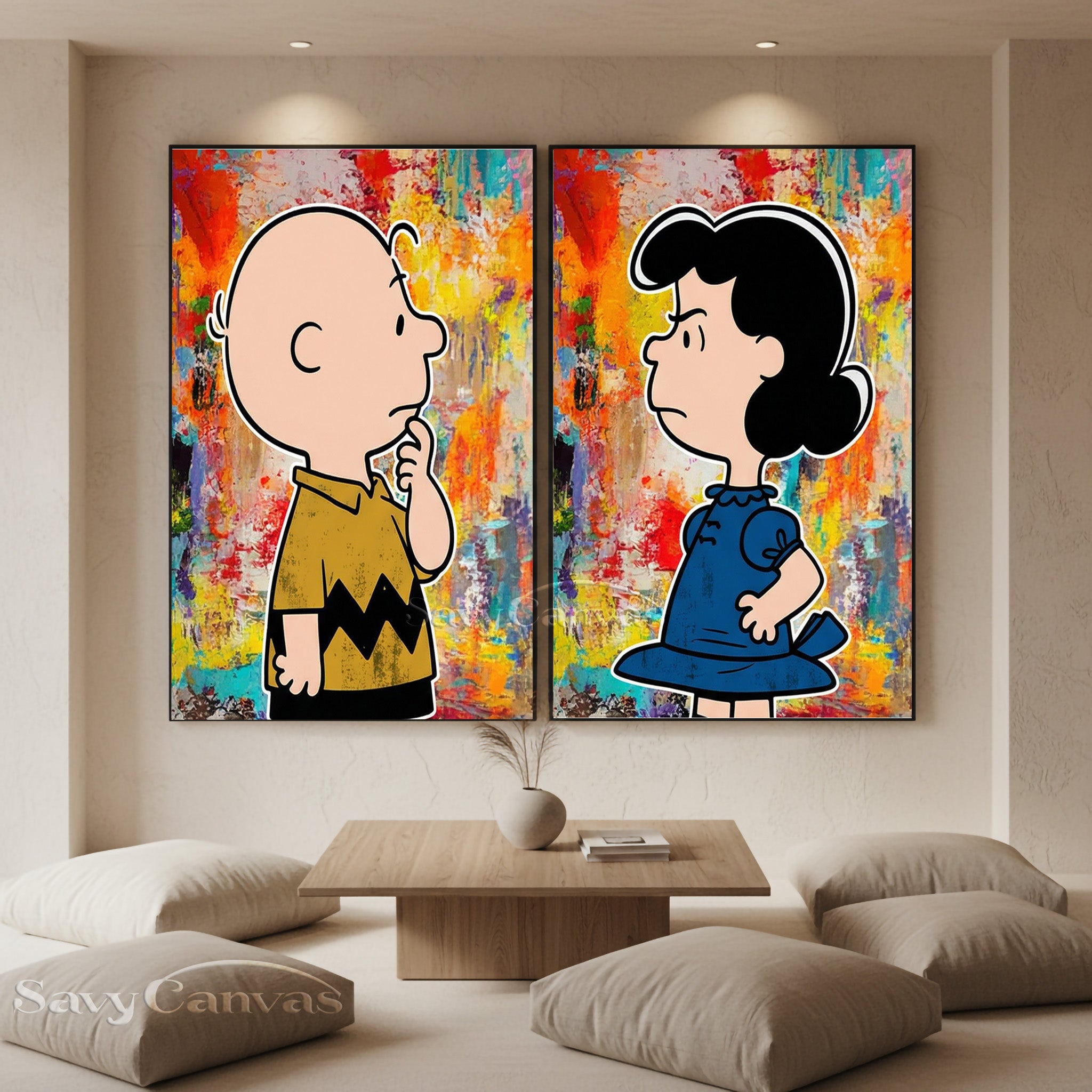 Charlie Brown & Lucy Pop Art Canvas Set #SS 056