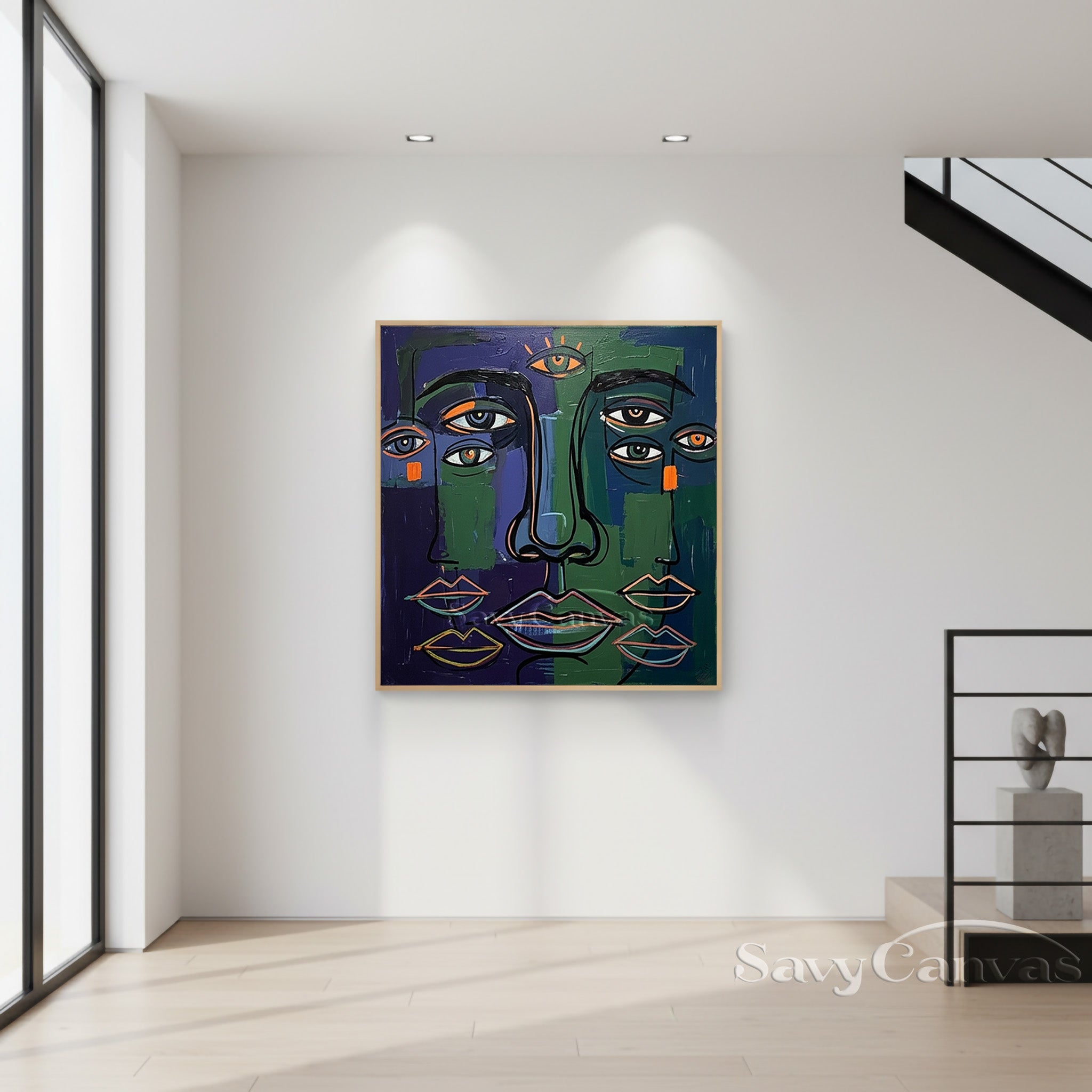 Modern Abstract Faces Oil Painting | Cubist Wall Art #SS 100