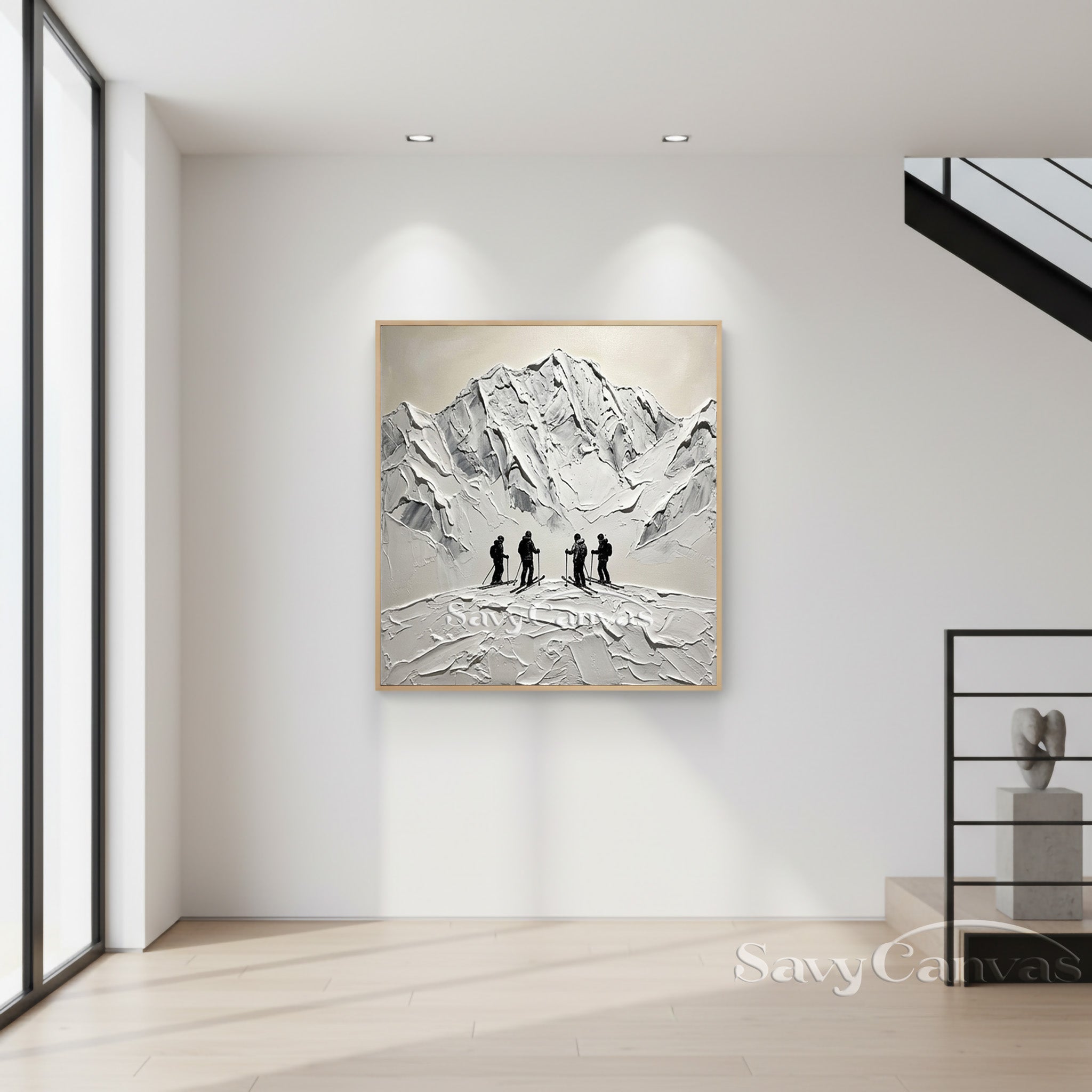 3D Textured Mountain Painting | Palette Knife Ski Art #AA 516