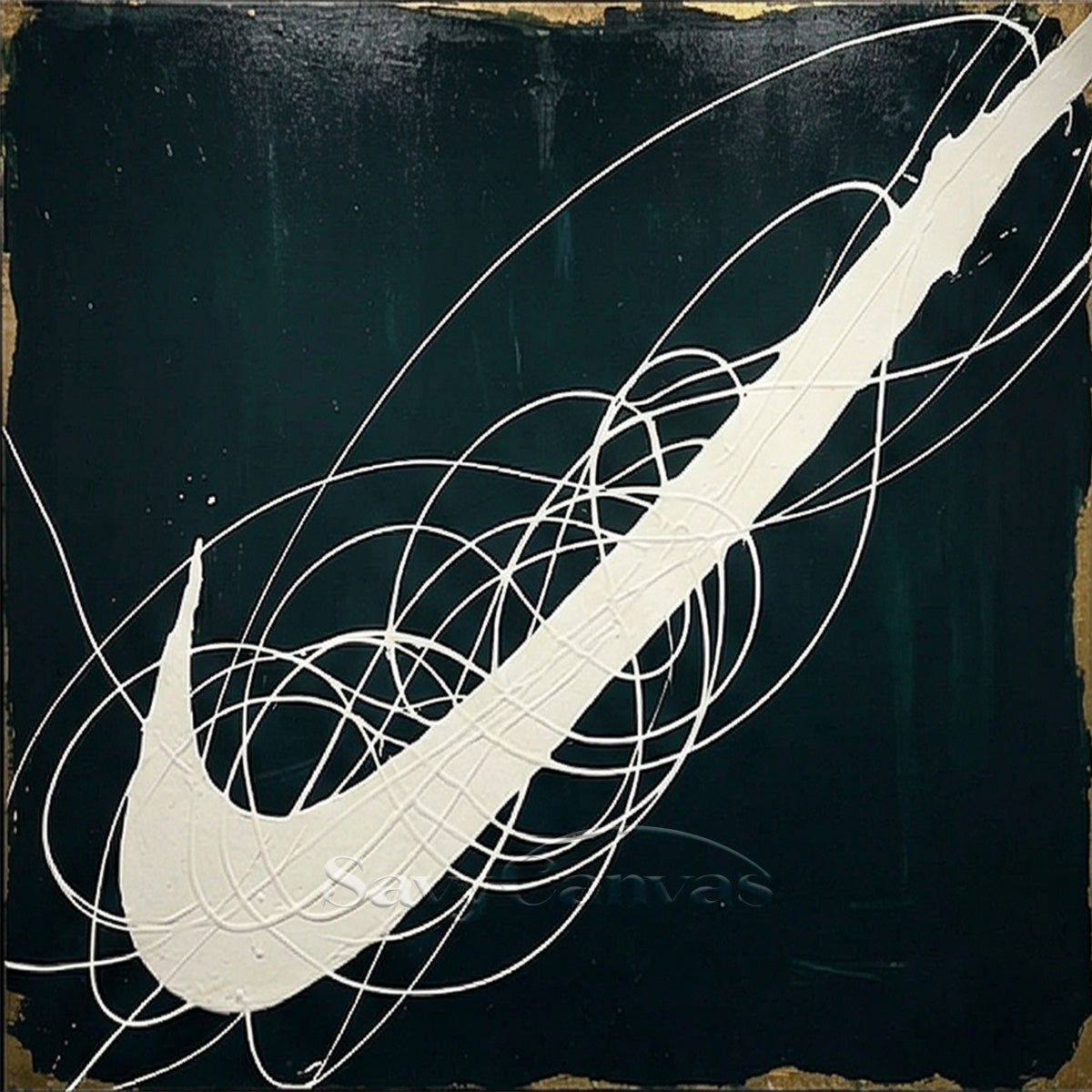 Minimalist Black and White Poollock Painting | Hand-Painted Canvas Art #JJ 449