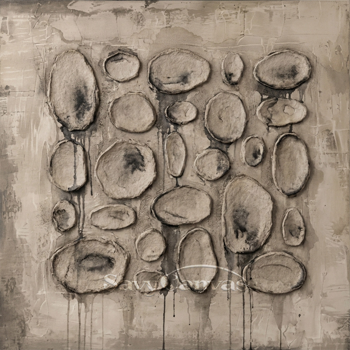 Minimalist Earthy Relief Painting - Original Mixed Media Art