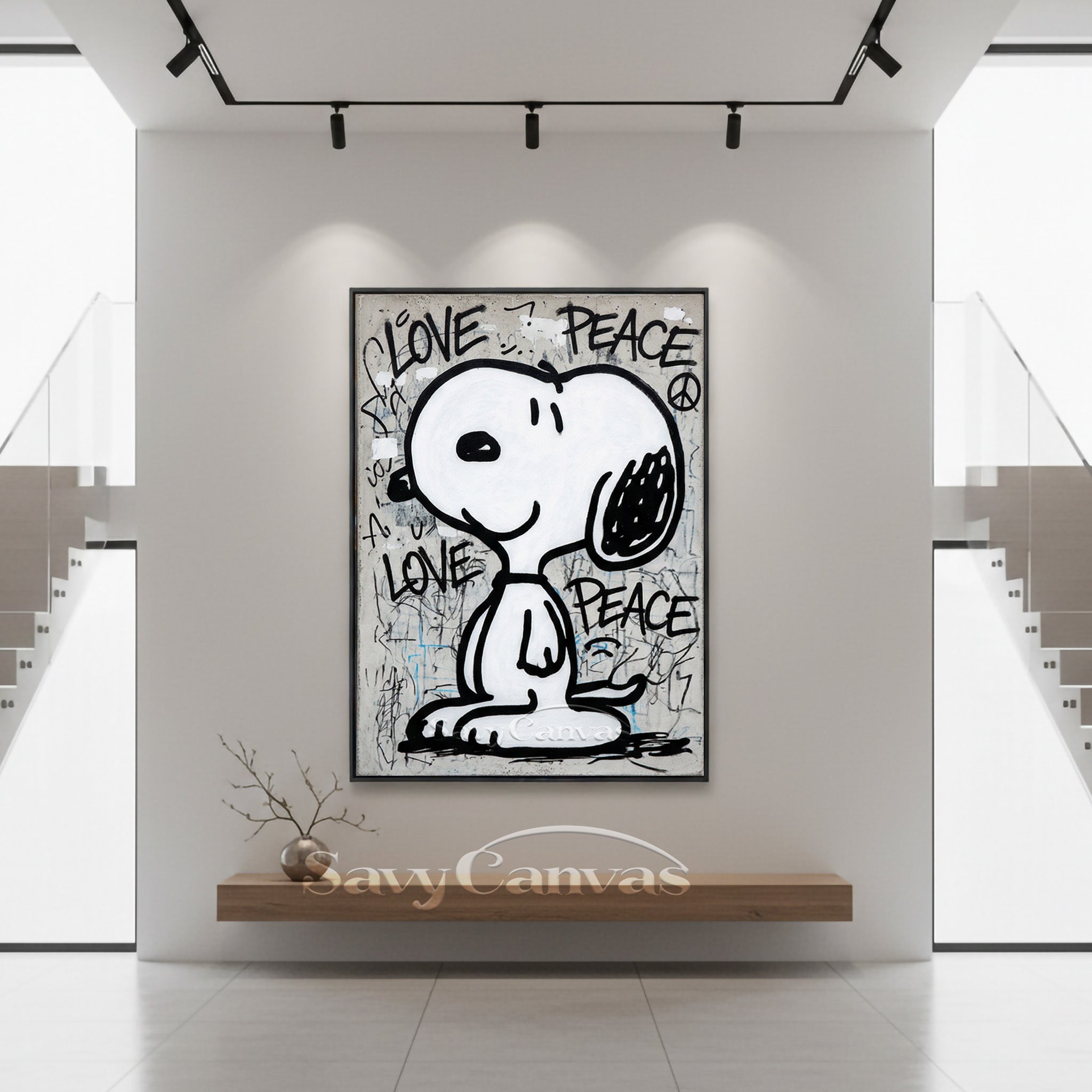 Abstract Graffiti Snoopy Canvas Painting - Urban Style Wall Art #SS 060