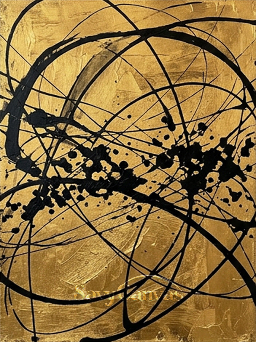 Bold Gold and Black Abstract Wall Art | Luxury Modern Decor #AA 523