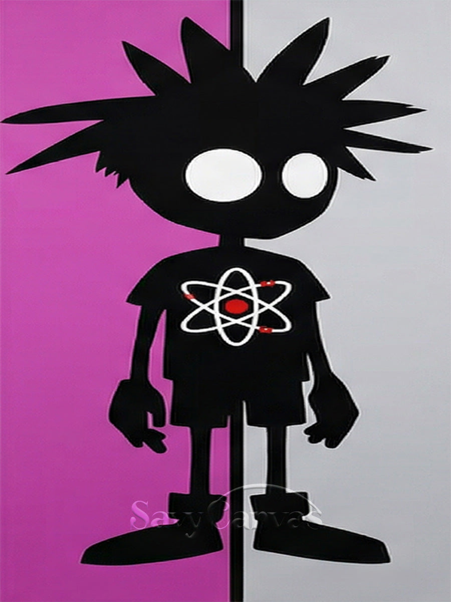 Modern Cartoon Silhouette Canvas Art - Atom Boy Pop Art Decor #SS 096