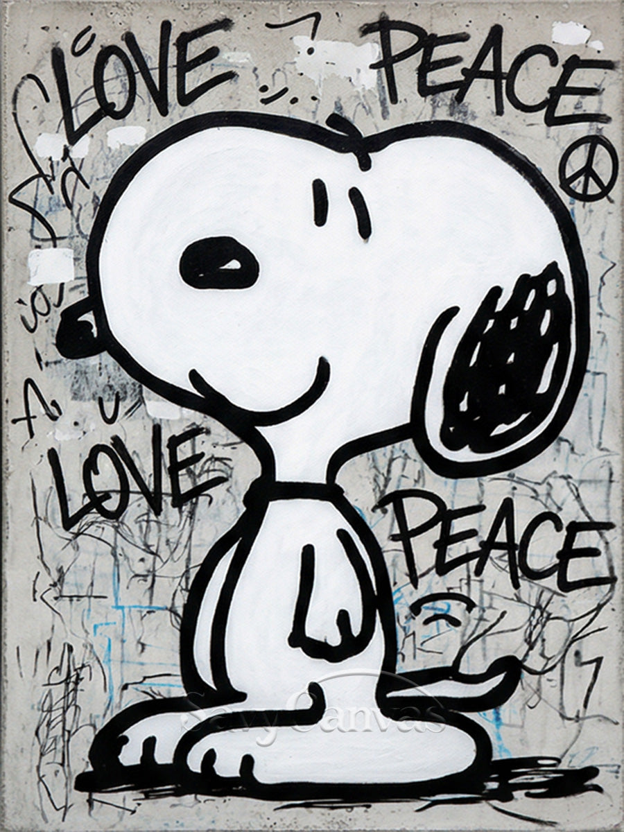 Abstract Graffiti Snoopy Canvas Painting - Urban Style Wall Art #SS 060
