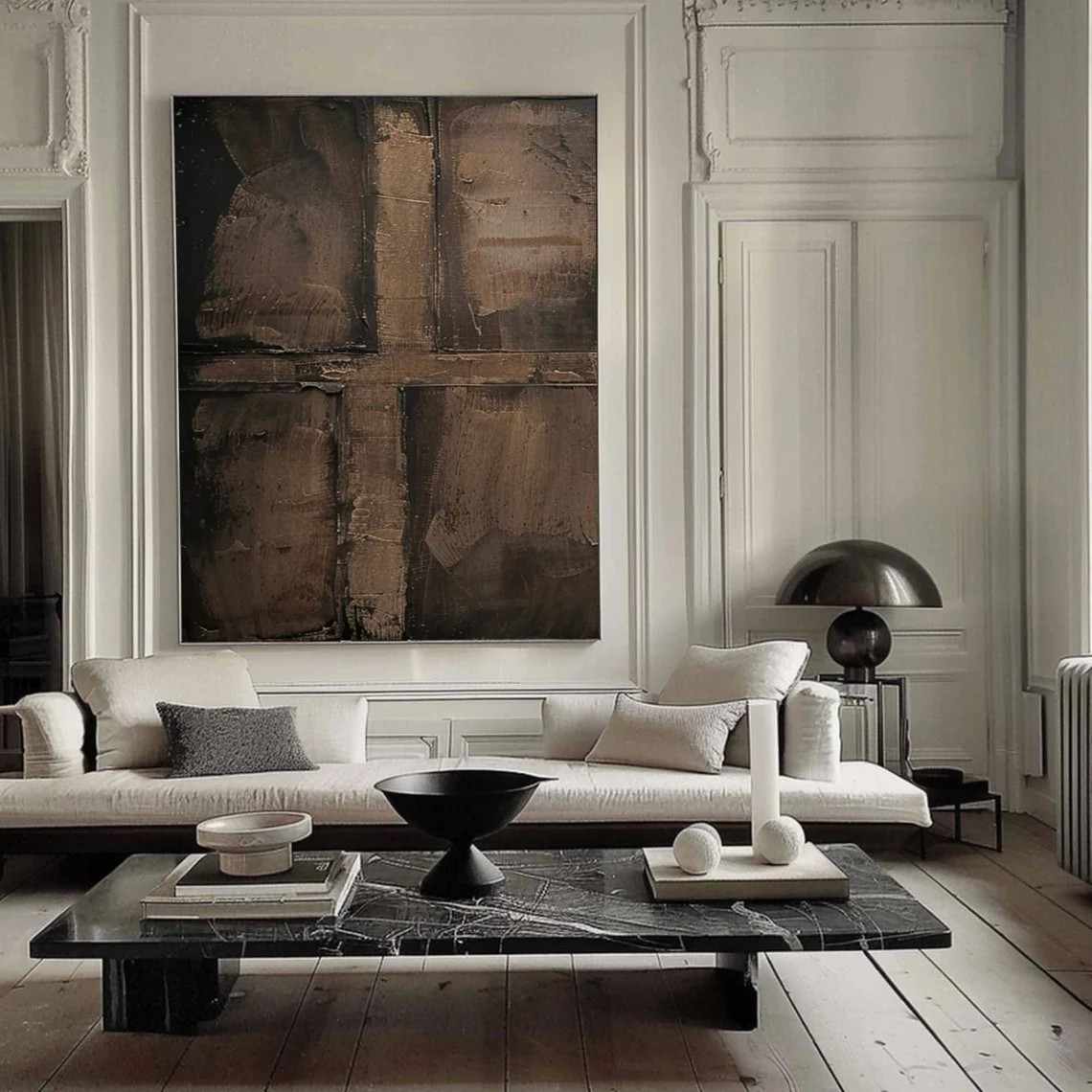 Earth Tone Textured Abstract Oil Painting | Modern Minimalist Cross Texture Artwork  #TC 025