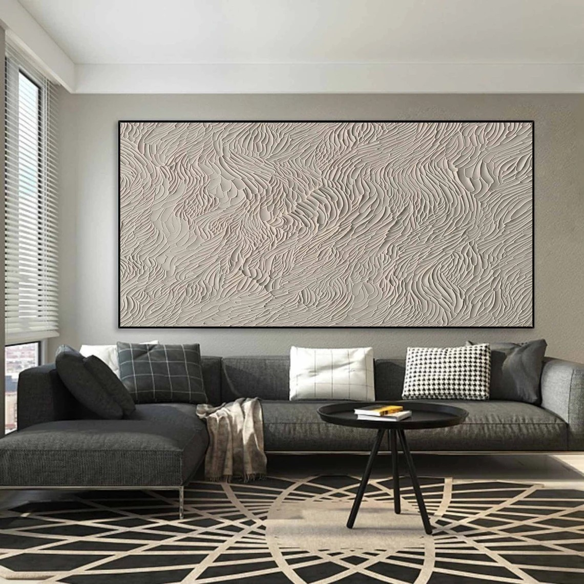 Large White Art - Textured Abstract Wall Painting for Decor #TC 052