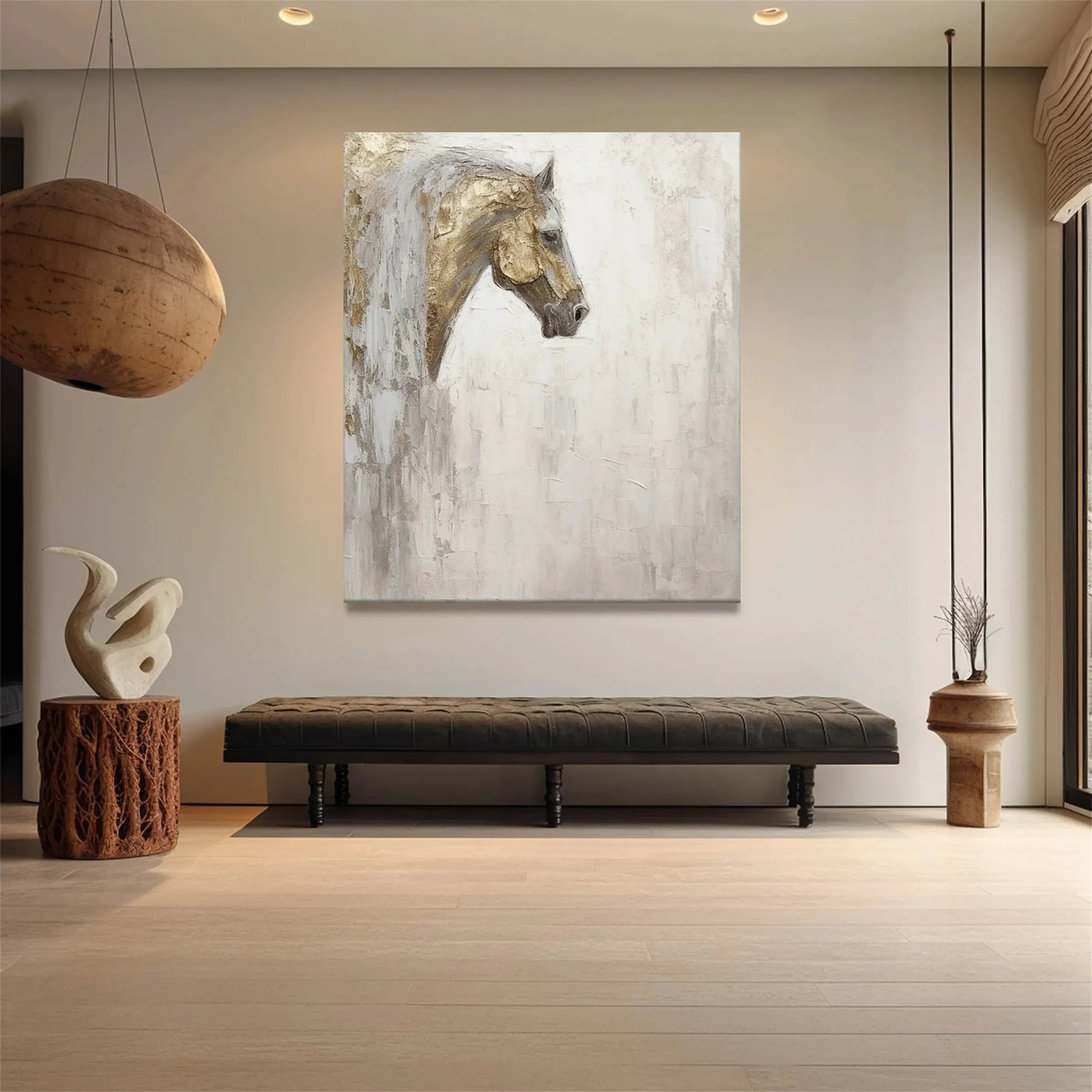 Textured Horse Portrait Oil Painting | Large Equine Wall Art #ZZ 015