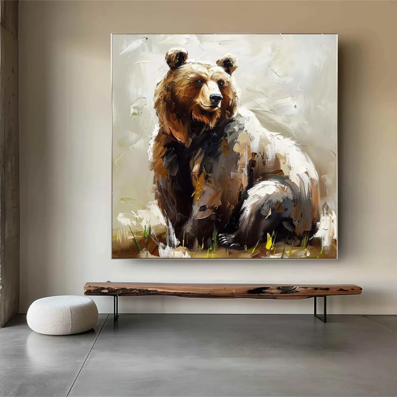 Abstract Bear Portrait: Large Contemporary Wildlife Wall Art #ZZ 027