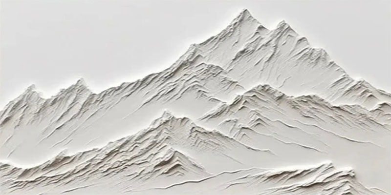 Horizontal 3D Textured Mountain Art - Modern Sculptural Canvas #JJ 374