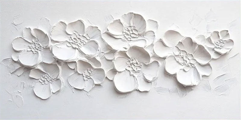 3D Textured White Floral Art - Modern Minimalist Decor #TB 020