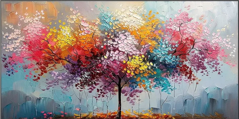 Joyful Blossom Tree Abstract - Vibrant Colorful Art #JJ 040