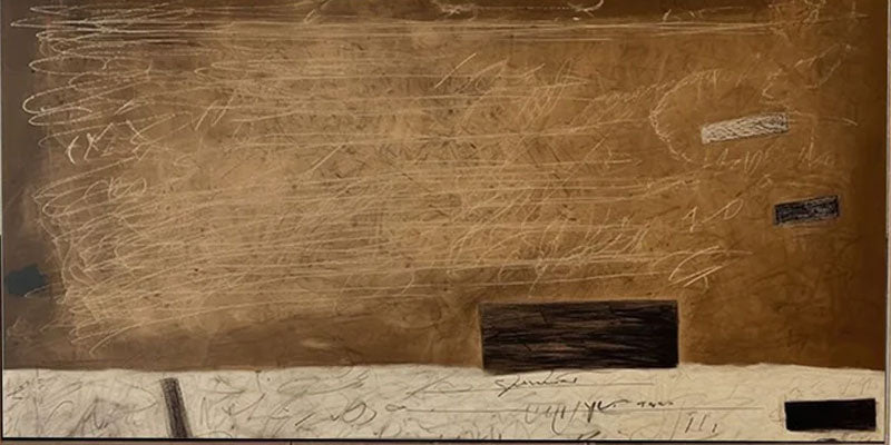 Earth Tone Texture & Text Abstract Painting, Modern Art Wall Art  #TB 040
