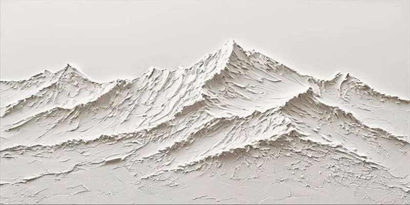 Modern White Rolling Hills Art - Textured Landscape Wall Decor #JJ 366