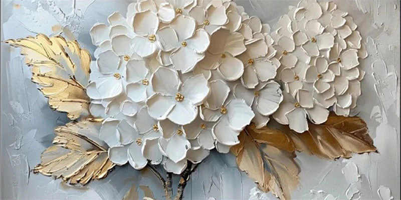 Oversized Abstract Flower Painting | Textured  Canvas Art Decor #JJ 293