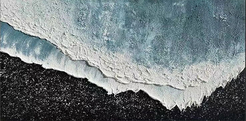 Handmade Sea Foam Wall Decor- Abstract Ocean & Beach Textured Canvas #JJ 270