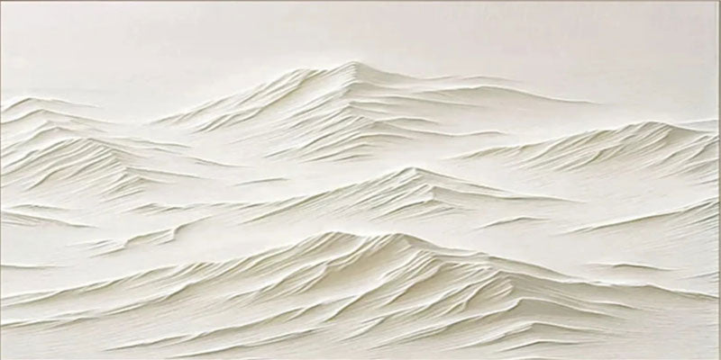 Textured White Wall Art - Serene Modern Hand-Painted Canvas #JJ 373