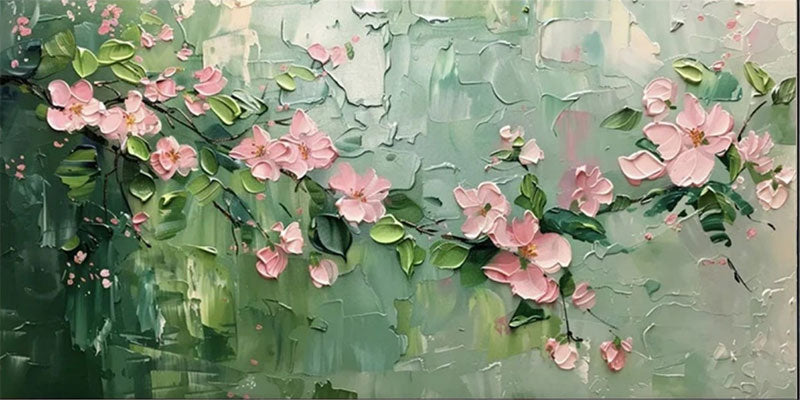 Living Room Wall Decor Floral | Cherry Blossom Oil Painting #JJ 295