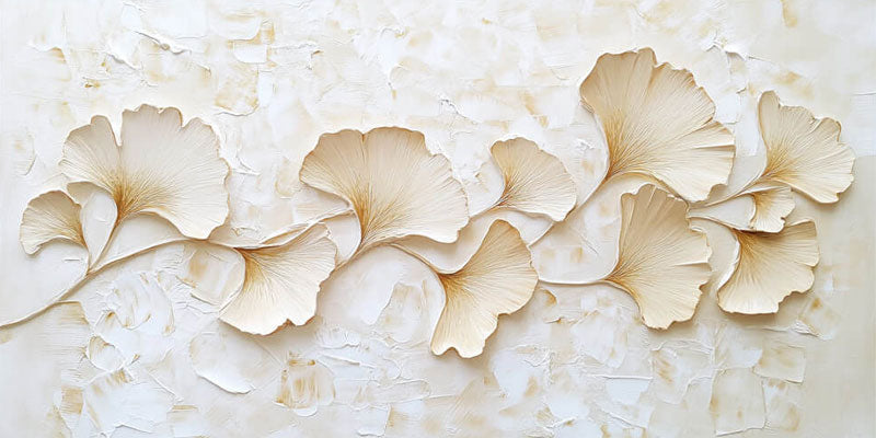 Modern Sculptural Wall Art | Abstract Floral Relief Canvas #JJ 439