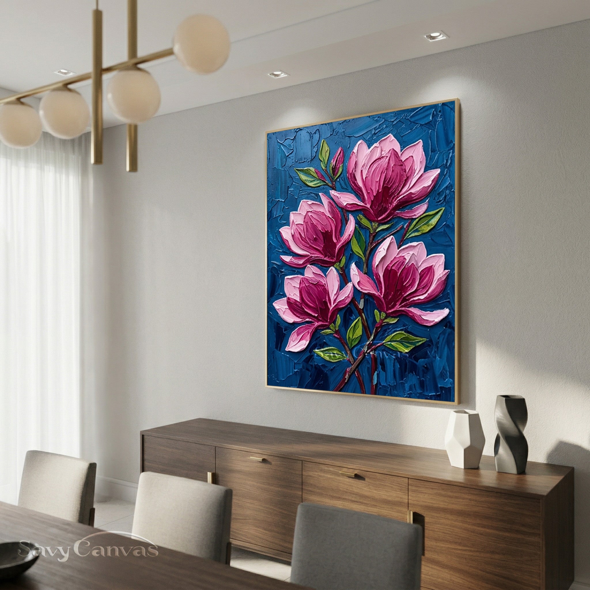 Large Pink Blossom Cluster Oil Painting | Handmade Textured Wall Art #SS 170