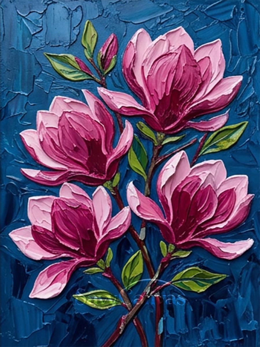 Large Pink Blossom Cluster Oil Painting | Handmade Textured Wall Art #SS 170