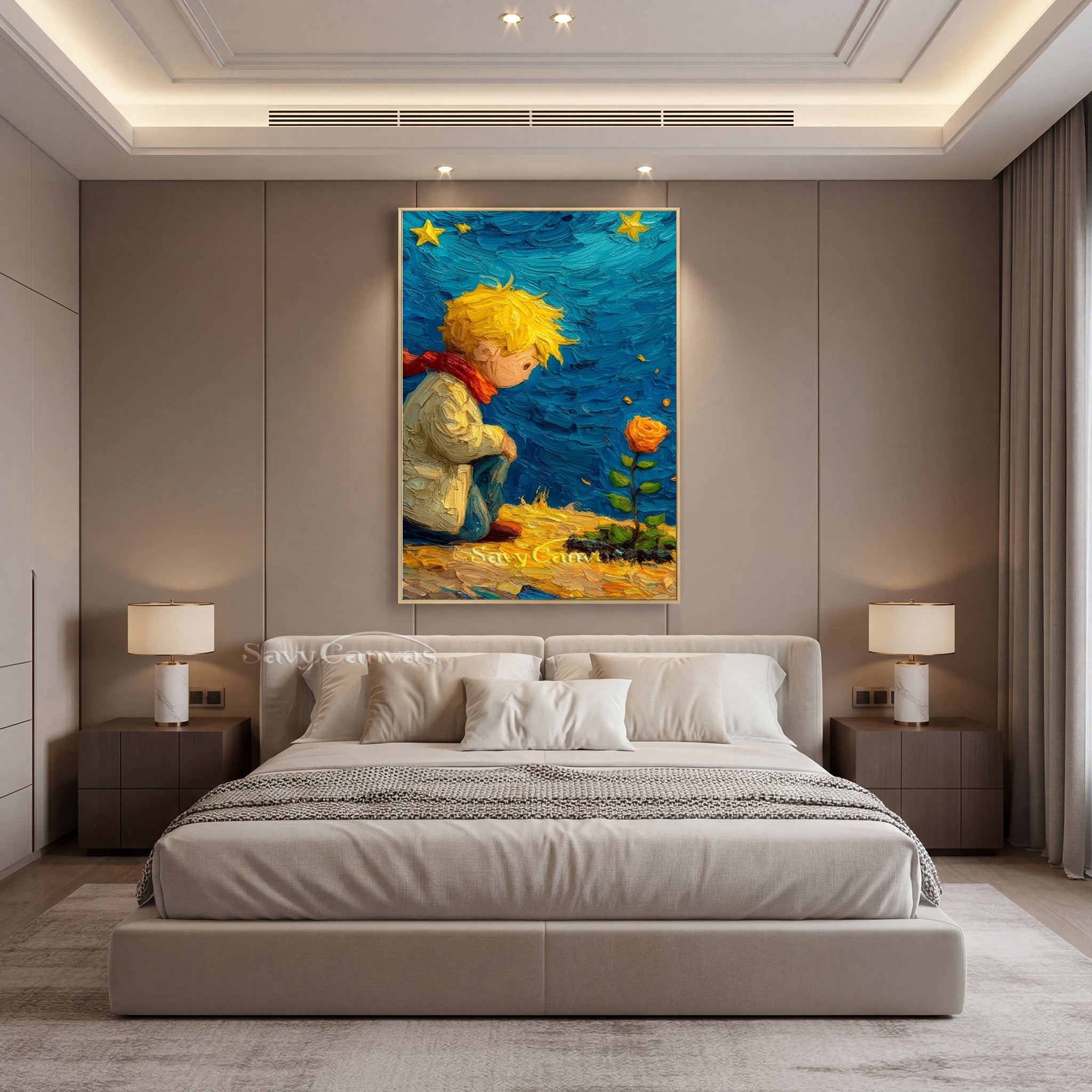 The Little Prince & Rose Impasto Oil Painting Wall Art #SS 171