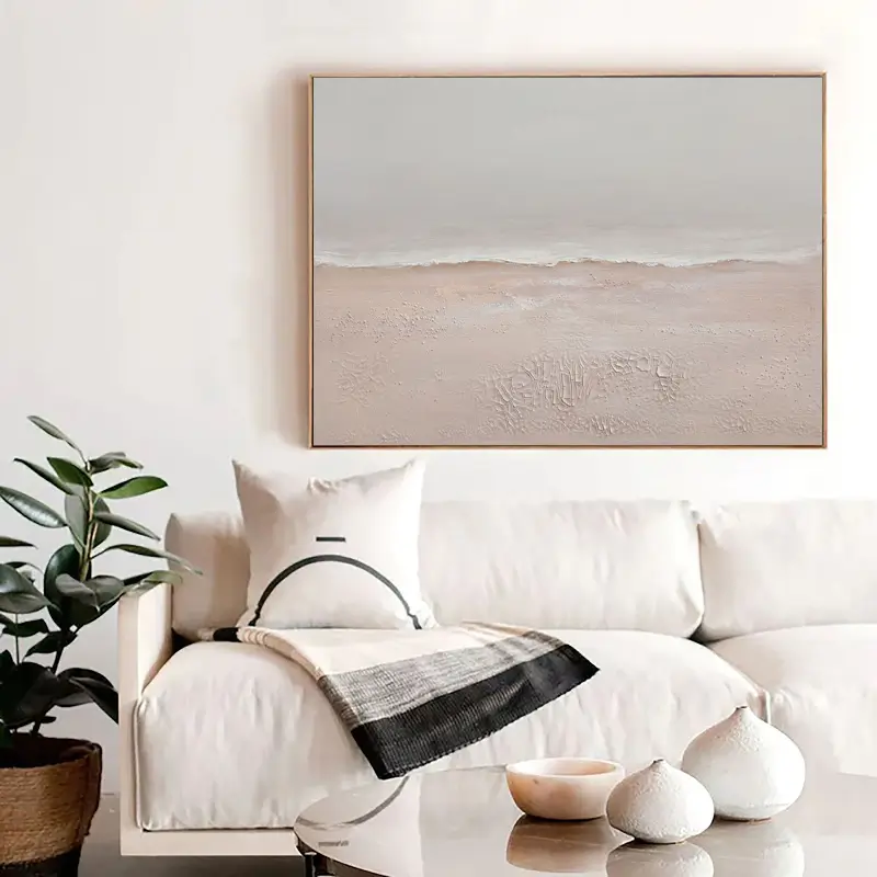 Handmade Beige Ocean Landscape Wall Decor #JJ 262