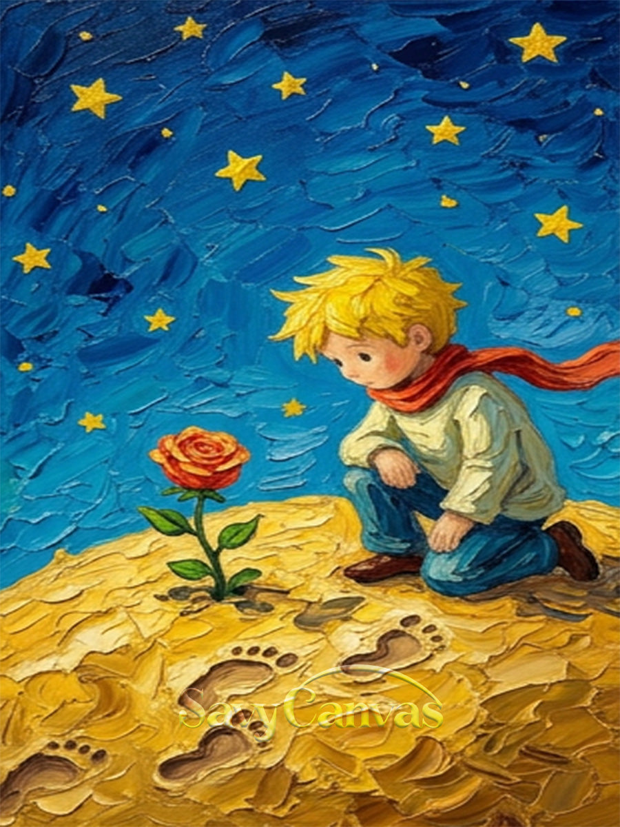 Little Prince Impasto Art | Starry Sky Impressionist Painting #SS 172