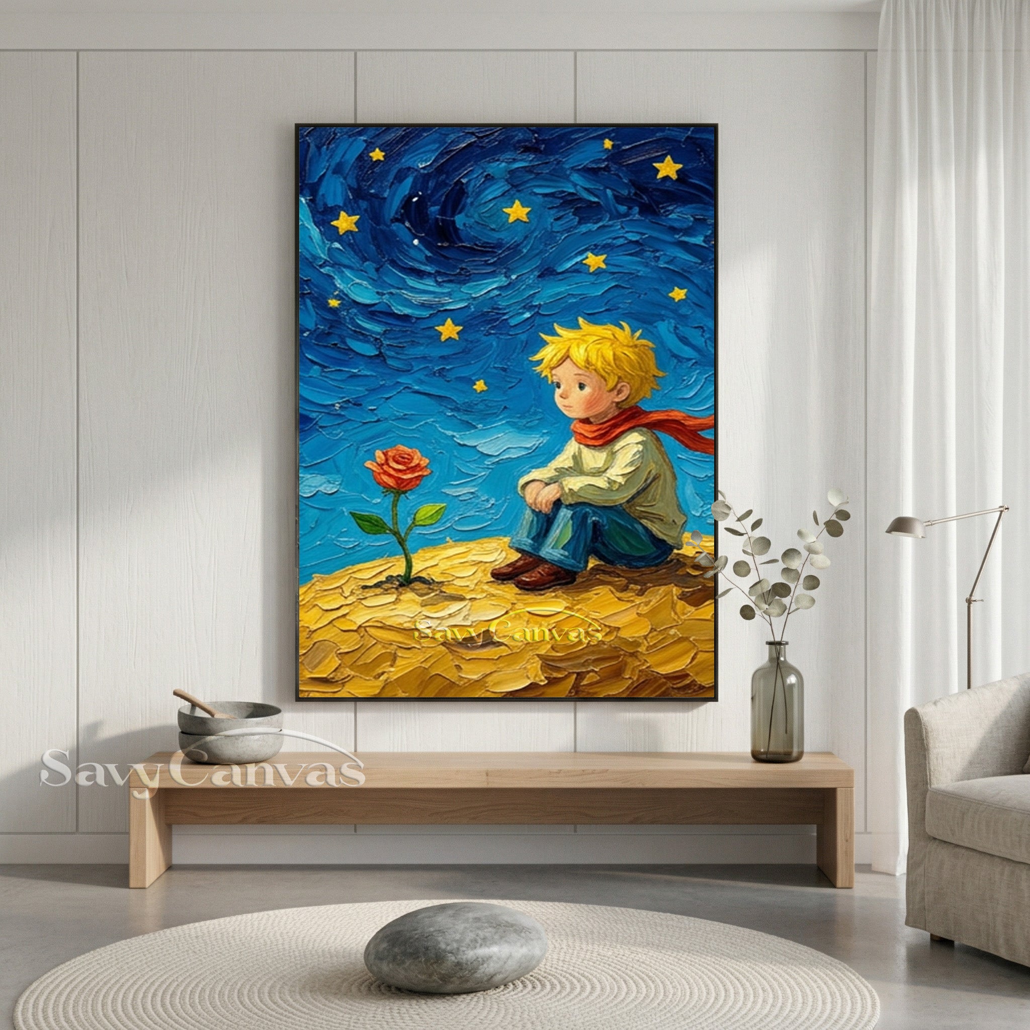 Custom Little Prince Oil Painting | Impasto Starry Sky Wall Art #SS 173