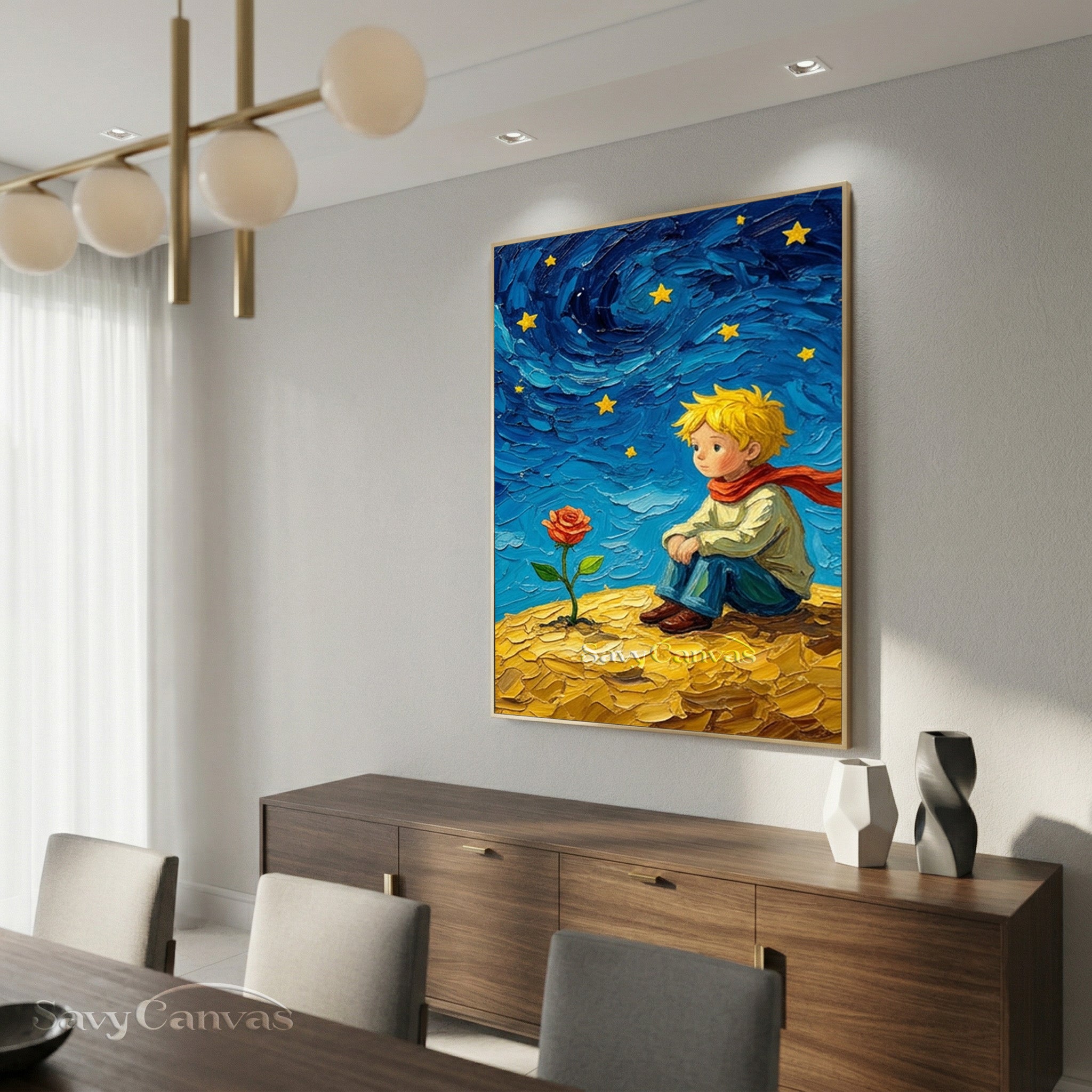 Custom Little Prince Oil Painting | Impasto Starry Sky Wall Art #SS 173