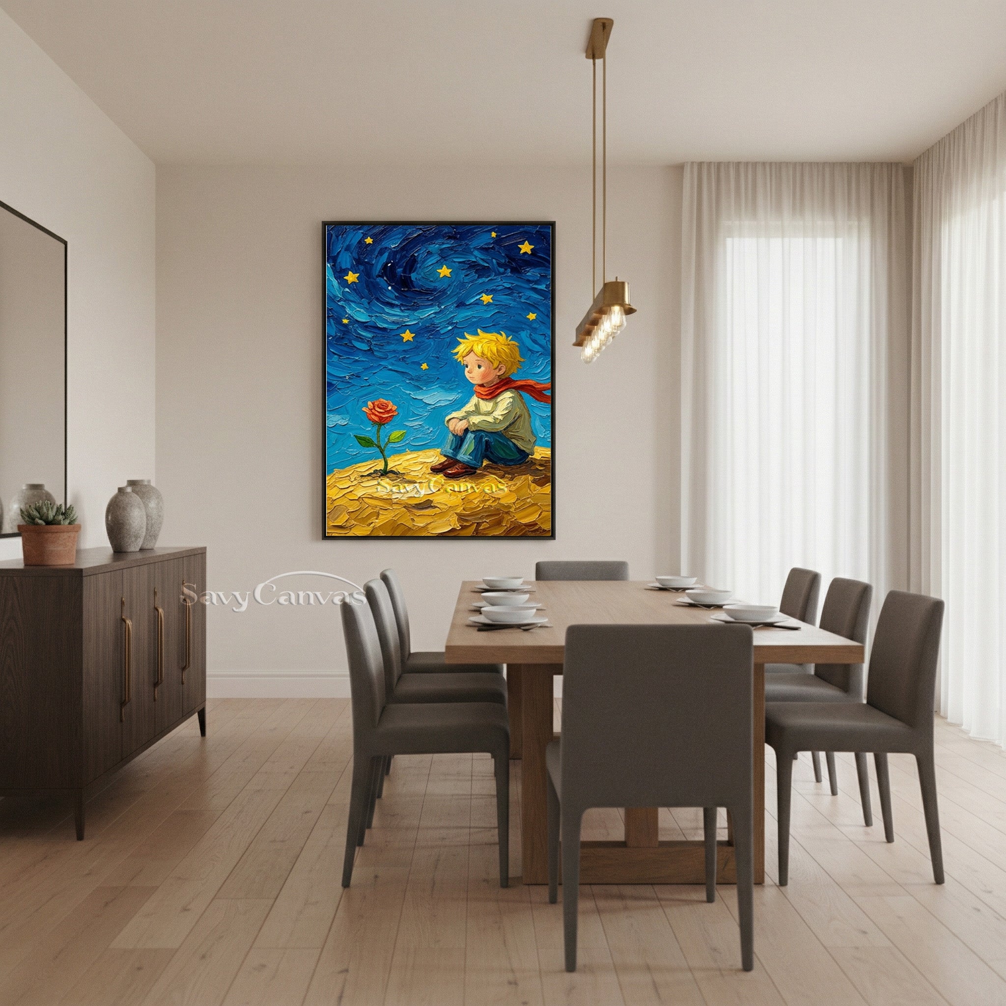 Custom Little Prince Oil Painting | Impasto Starry Sky Wall Art #SS 173