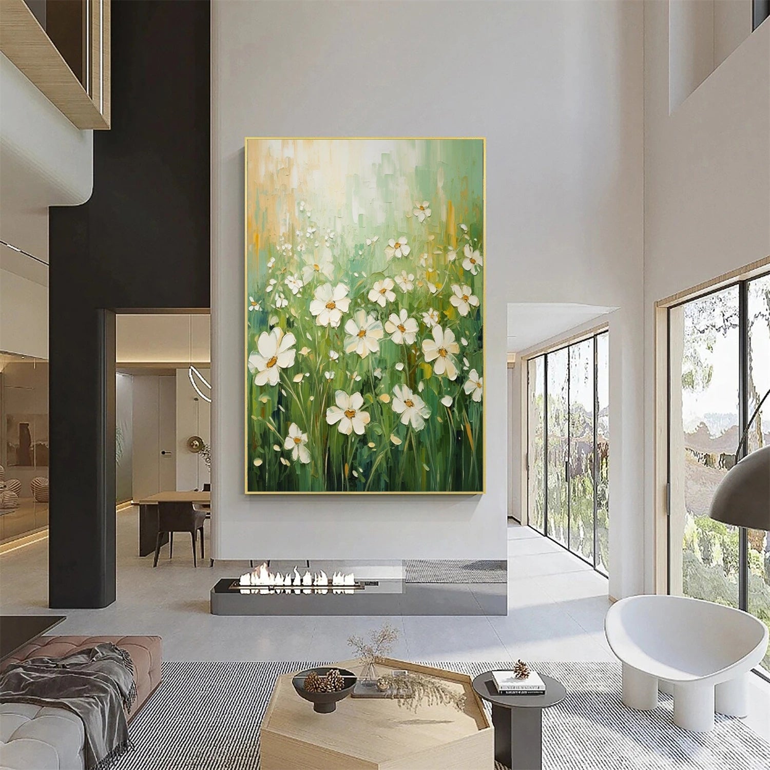 Vibrant Field of Flowers Art – Modern Floral Canvas for Decor #JJ 289