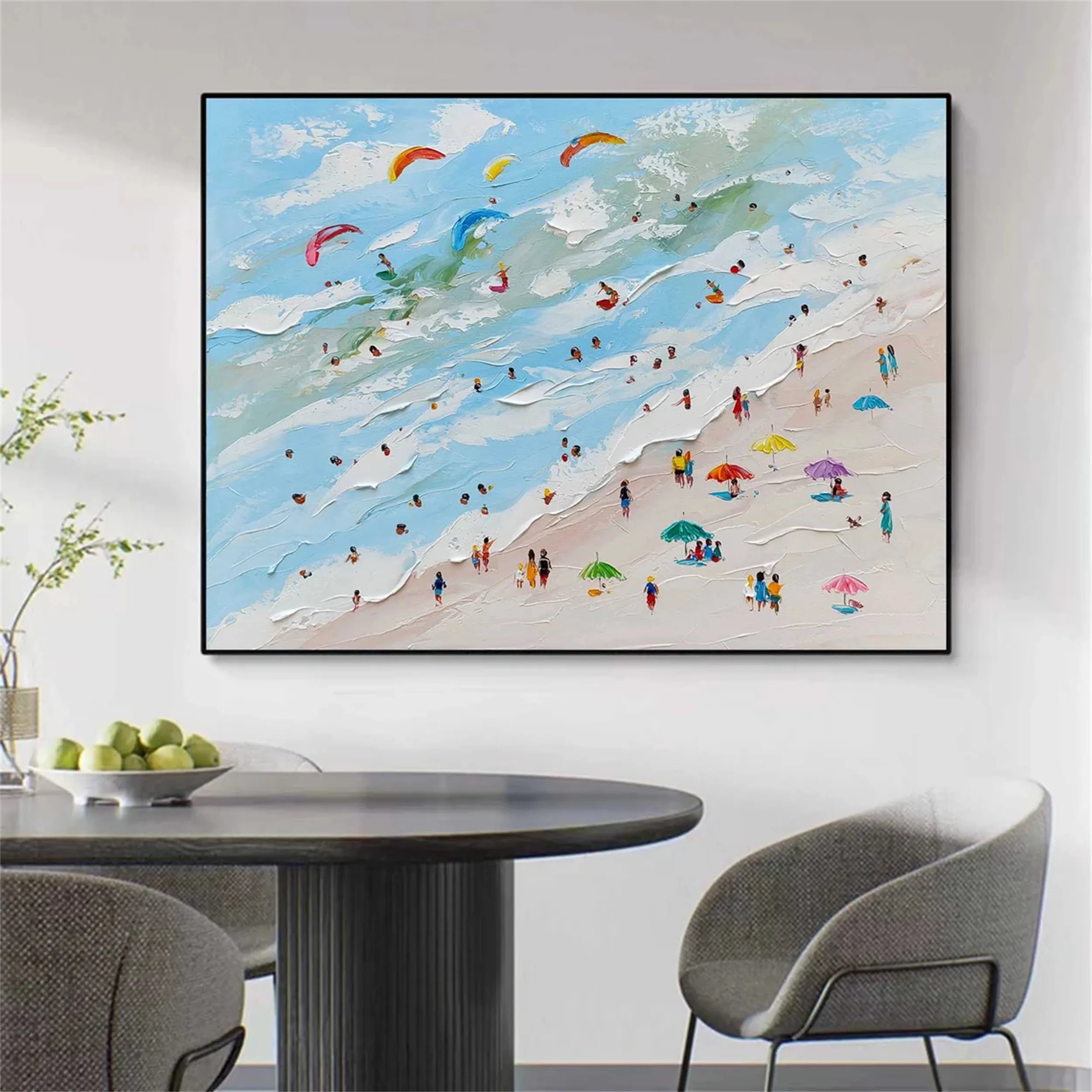 Large Wall Art Happy Coast 3D Textured Surf Summer Sea Art #JJ 236
