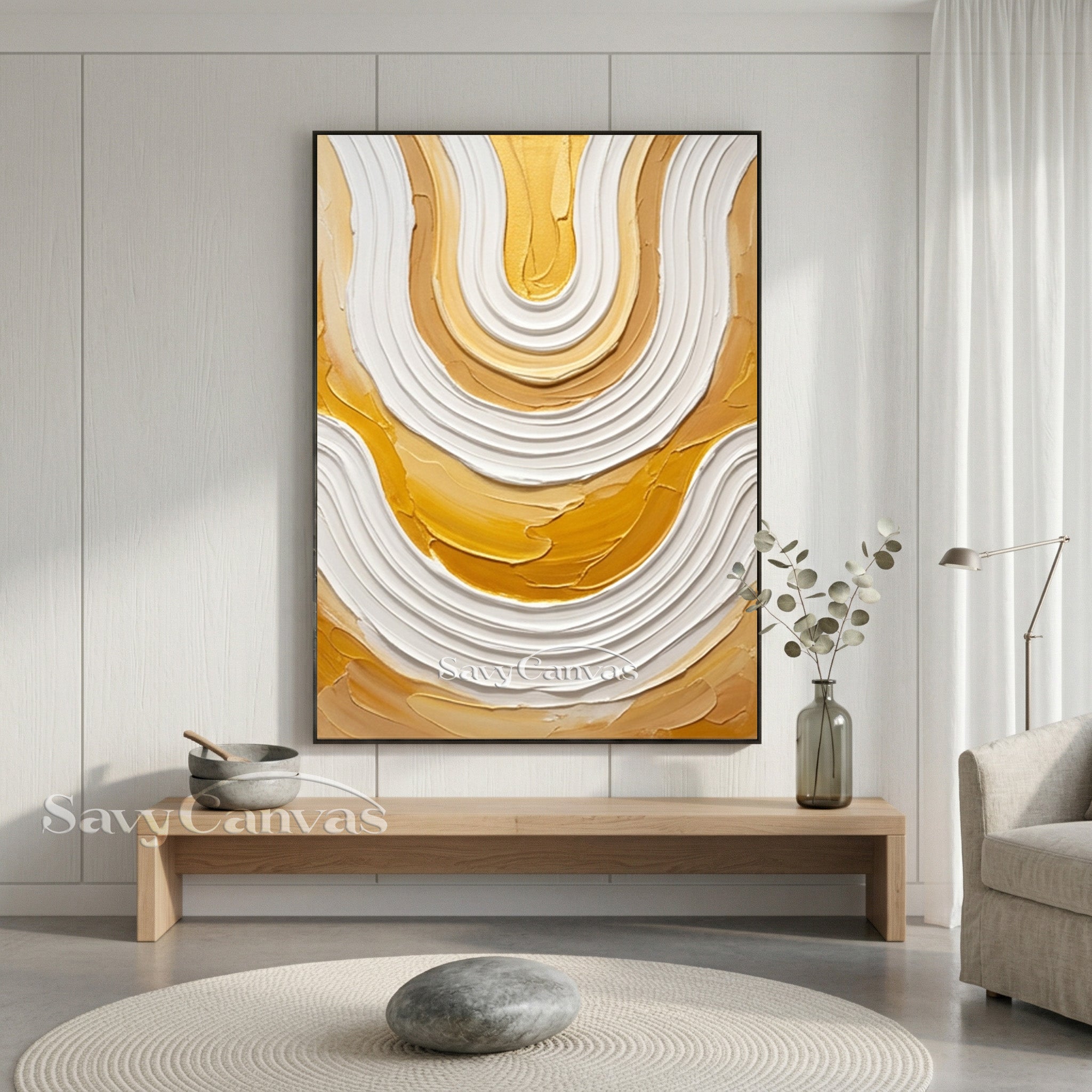 Luxury Gold Foil Textured Swirl Oil Painting | Abstract Wall Art #SS 176