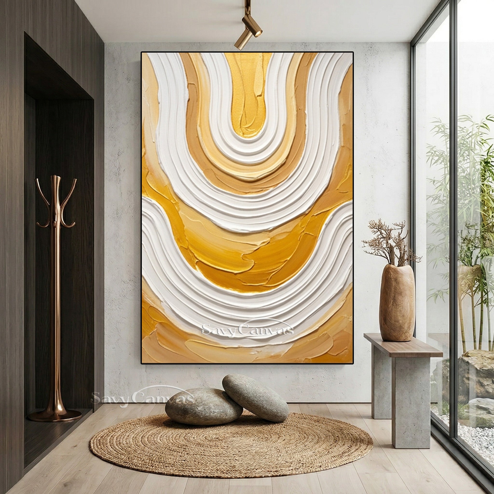 Luxury Gold Foil Textured Swirl Oil Painting | Abstract Wall Art #SS 176