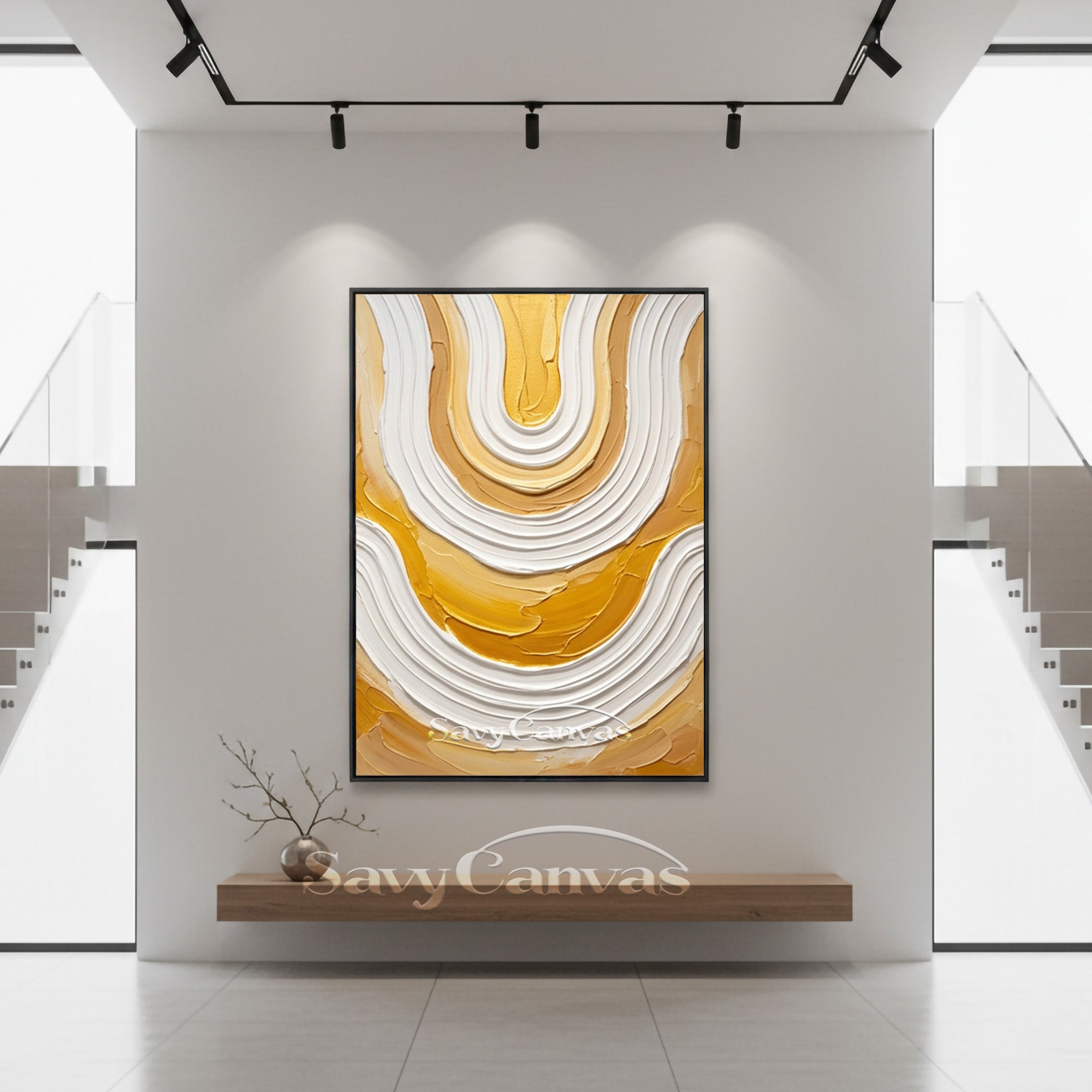 Luxury Gold Foil Textured Swirl Oil Painting | Abstract Wall Art #SS 176
